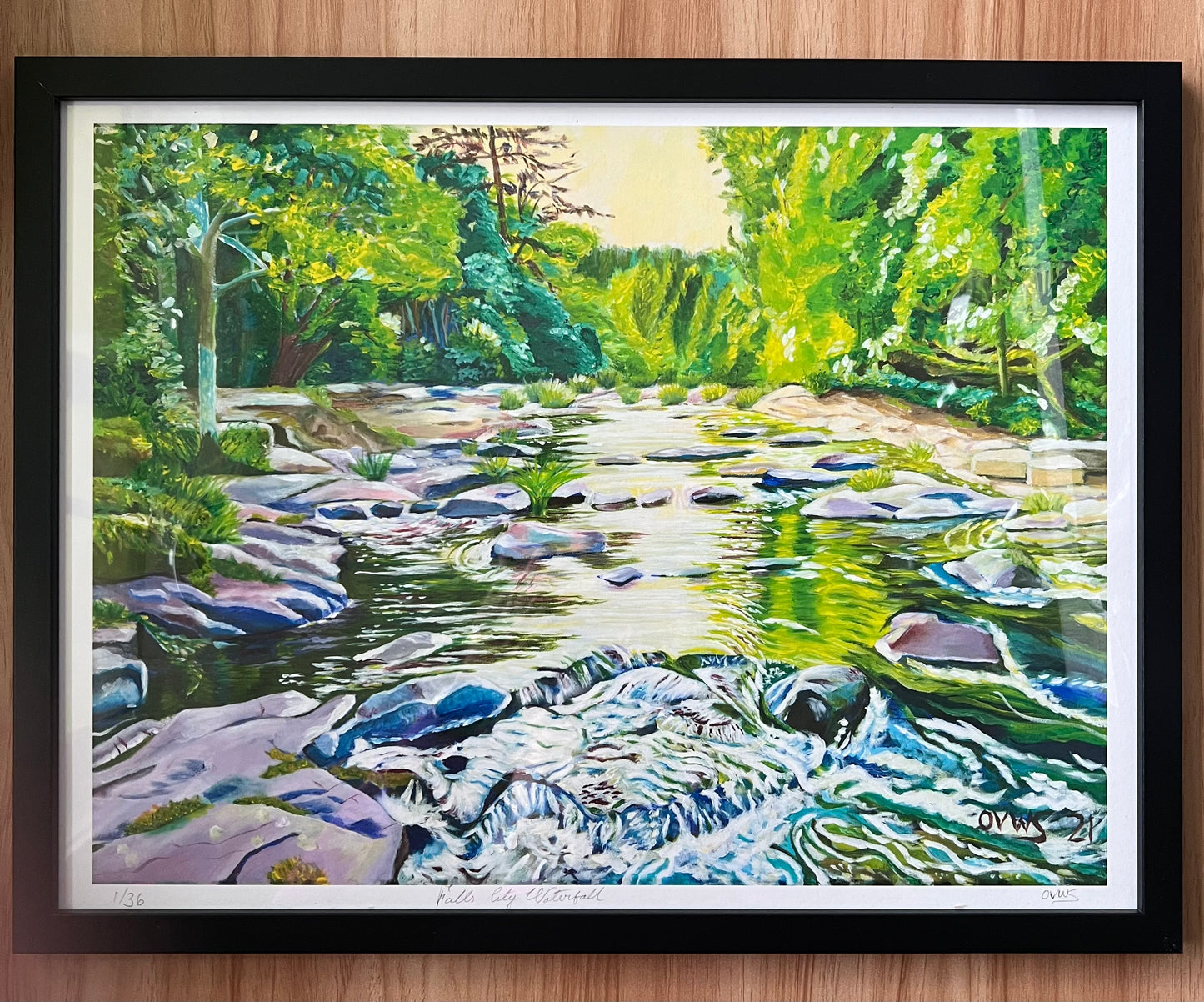 Falls City Waterfall Artprints | Oregon Waterfall | Magic Realism | Fine art print from original  acrylic painting by Olga V. Walmisley-Santiago |Falls City Oregon  | giclee prints