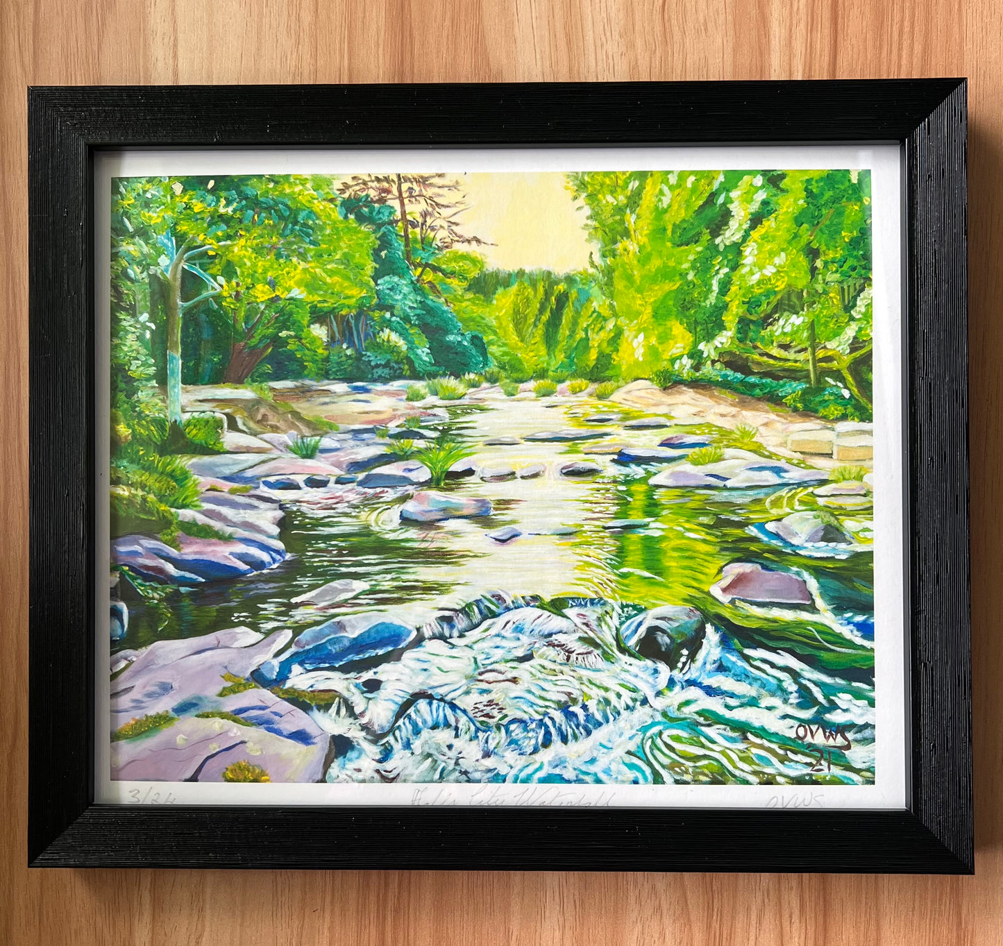 Falls City Waterfall Artprints | Oregon Waterfall | Magic Realism | Fine art print from original  acrylic painting by Olga V. Walmisley-Santiago |Falls City Oregon  | giclee prints