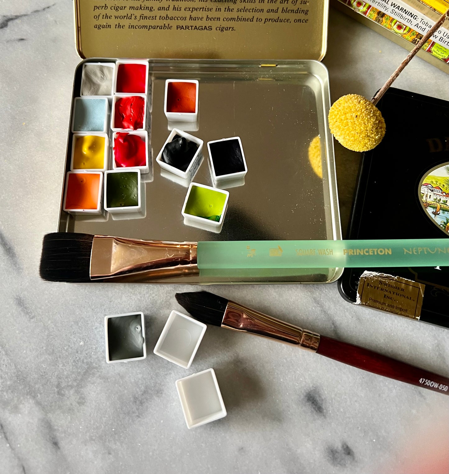 Vintage tin watercolor palette