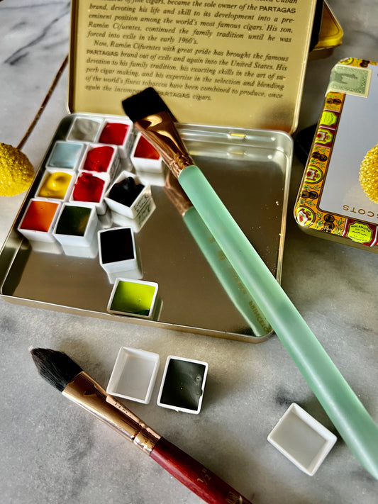 Vintage tin watercolor palette
