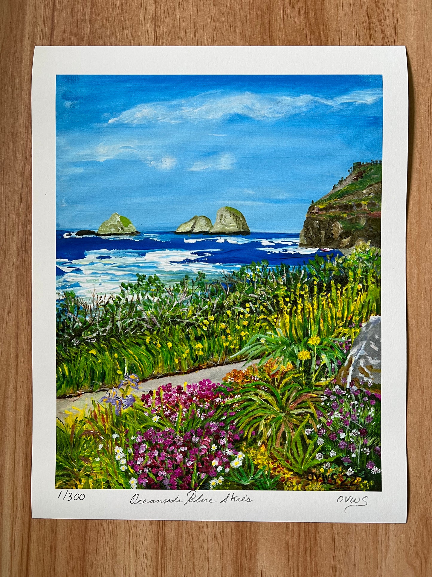 Oceanside Blue Skies |Fine Art print from an original acrylic painting by Olga V. Walmisley-Santiago