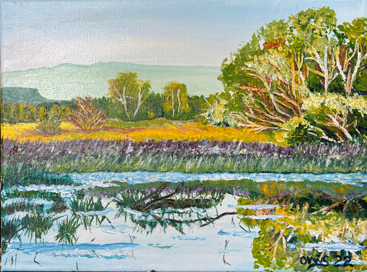 Yellow Meadow, Ankeny NWR |Acrylic on canvas by Olga V. Walmisley-Santiago